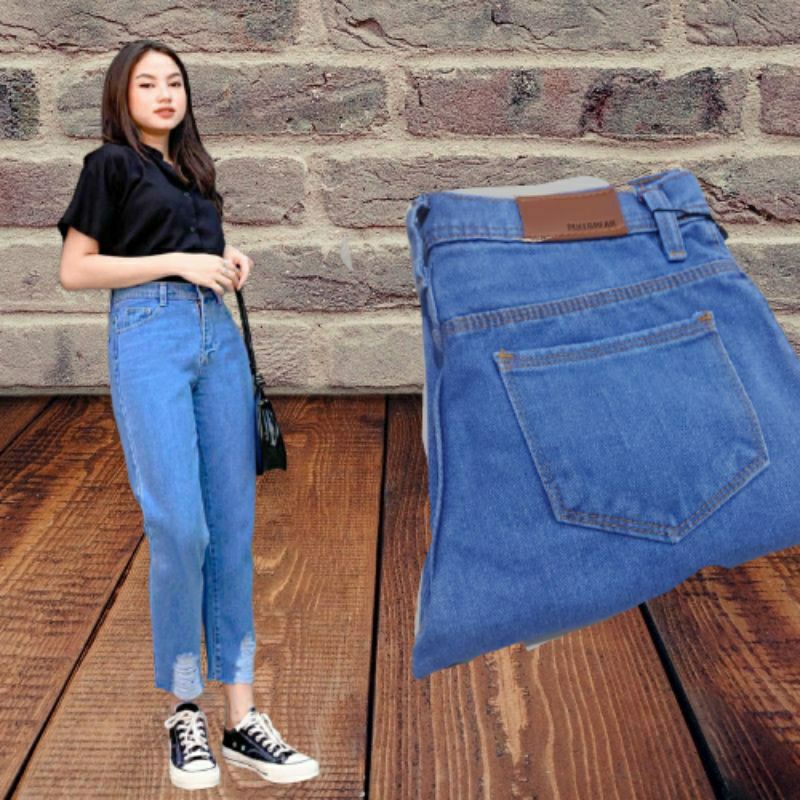 CELANA BOYFRIEND JEANS RIPPED SOBEK BAWAH WANITA//BOYFRIEND RIPPED/BF SOBEK