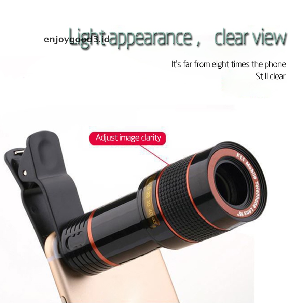 (Rready Stock) Lensa Teleskop Kamera HD Zoom Optikal 12x Dengan Klip on Untuk Handphone (ID)