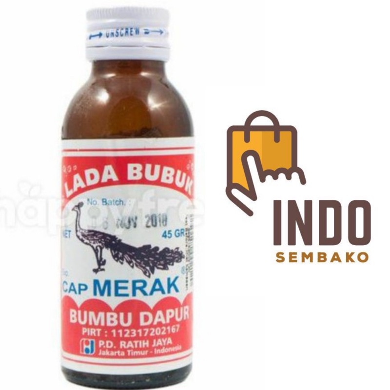 Lada Bubuk Cap Merak botol 45g / Lada botol / Lada botol Bubuk 45g