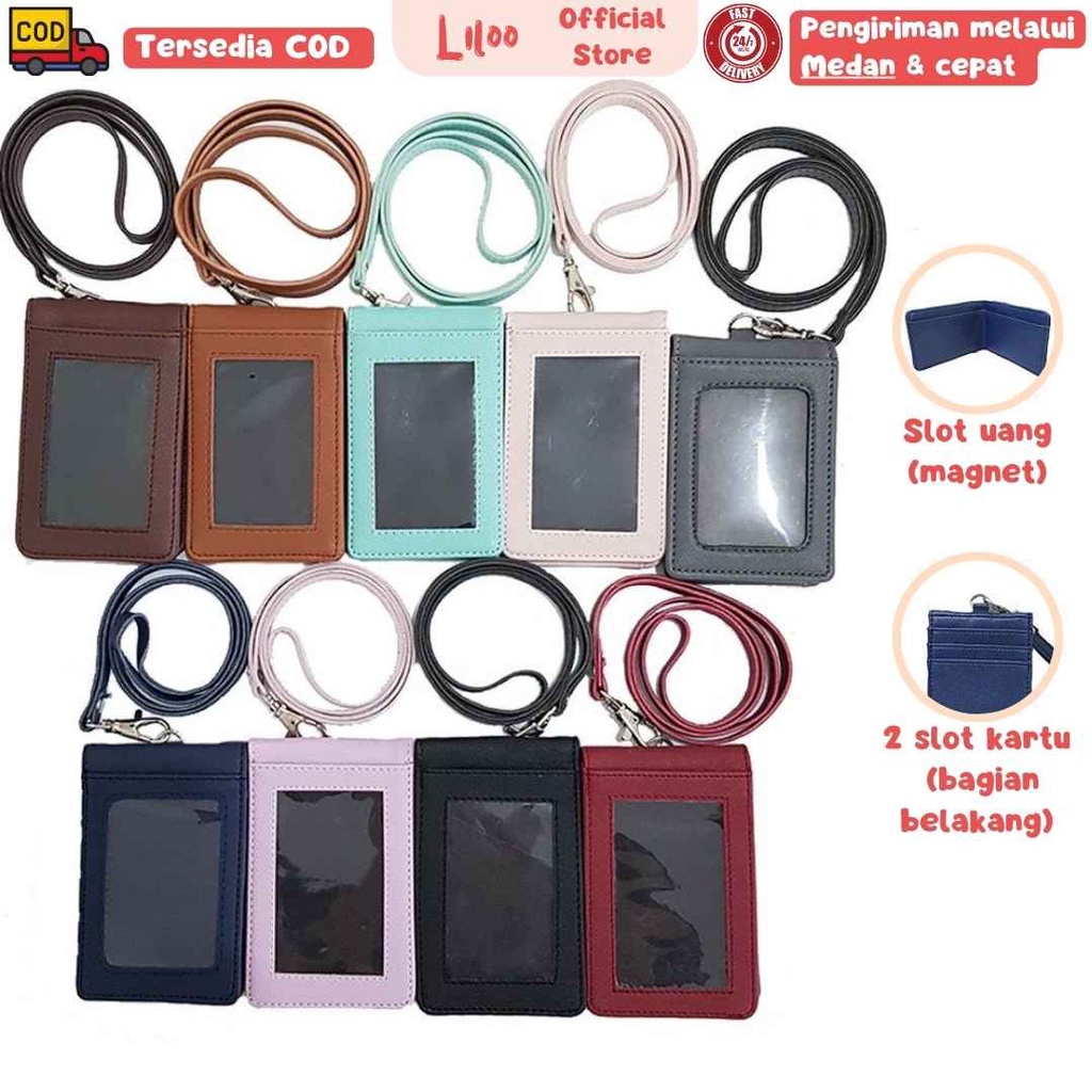 

ID Card Flashee Holder Magnet Lanyard Magnet Name Tag Kulit Termurah Berkualitas PU Leather ID Card