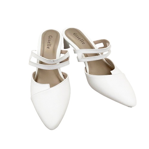 Giselle Colls - Althea Slip on Heels Wanita 5 cm-White