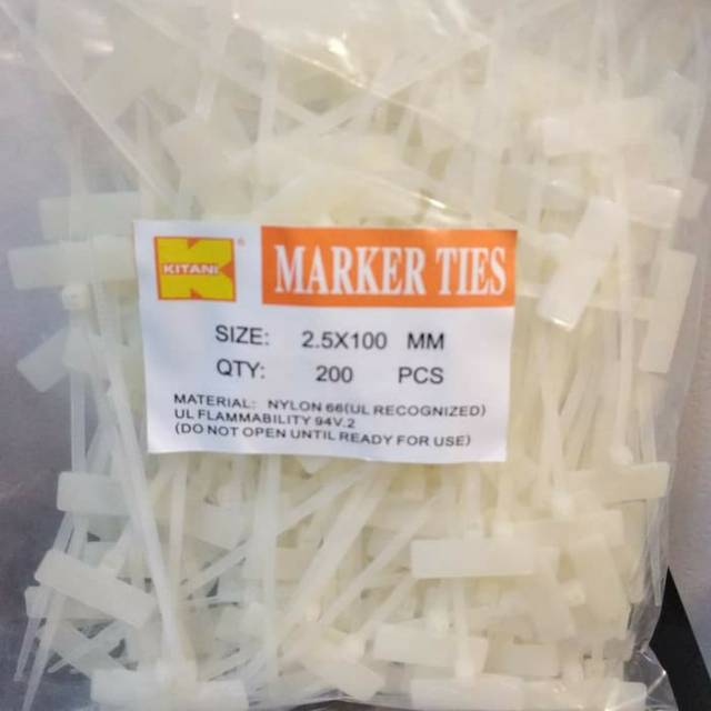 Kitani Label Kabel Maker Ties 2.5x100mm isi 200pcs Putih Nylon 66