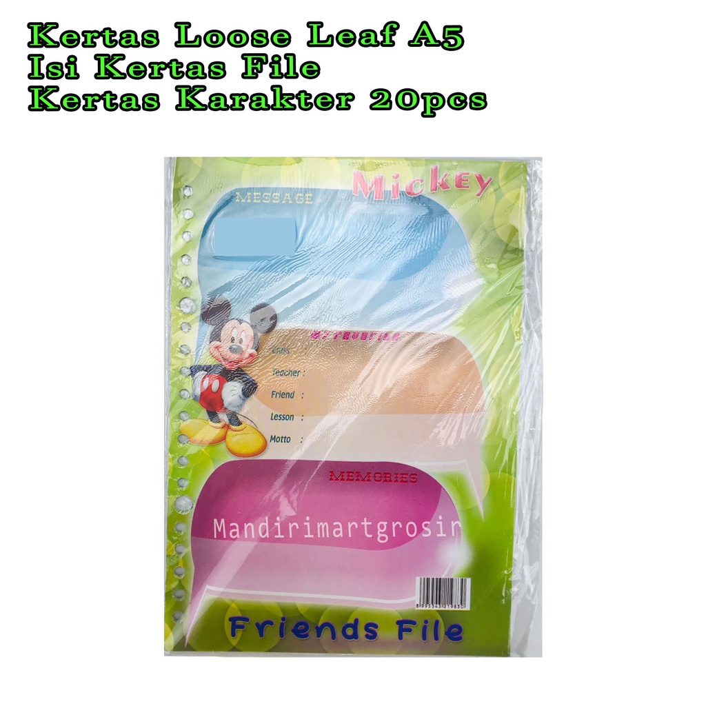 Isi Kertas File *Kertas Loose Leaf A5 * Kertas Karakter * 20pcs