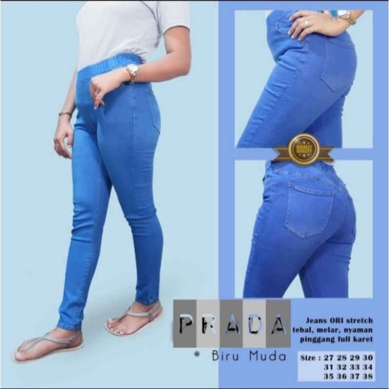 celana jeans cewek pinggang karet/leging~premium