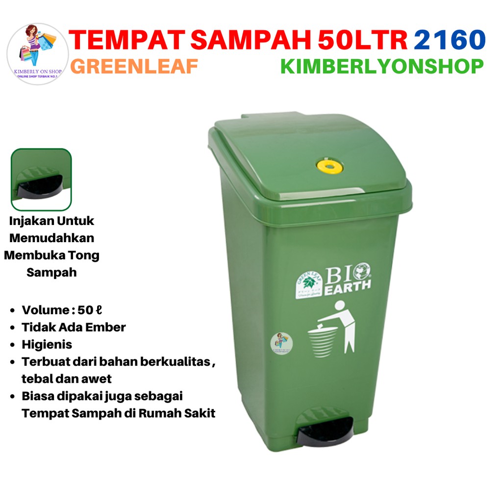 Tempat Sampah Tong sampah BIO injak 50 liter green leaf 2160