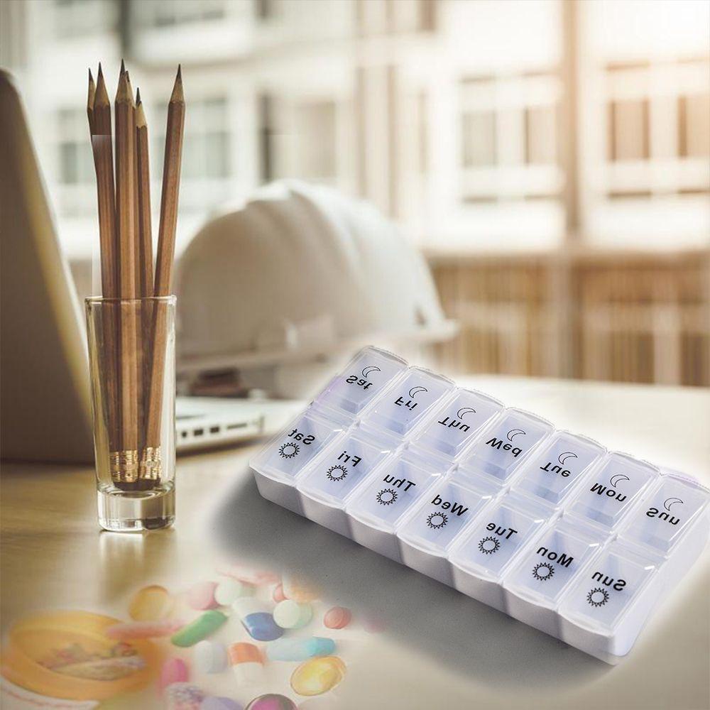 【 ELEGANT 】 7hari Mingguan Pill case Portable Forget-proof Medicine organizer Kotak Penyimpanan Plastik Kotak Pil Resep Mingguan Obat tablet dispenser