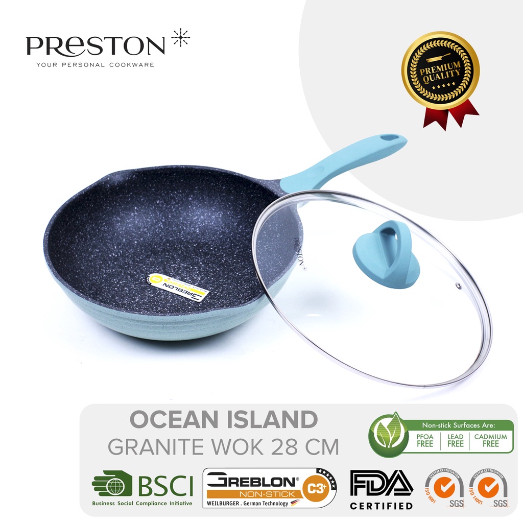 PRESTON COOKWARE - Ocean Island Granite Set of 3 Penggorengan Set Anti Lengket - isi 3 produk