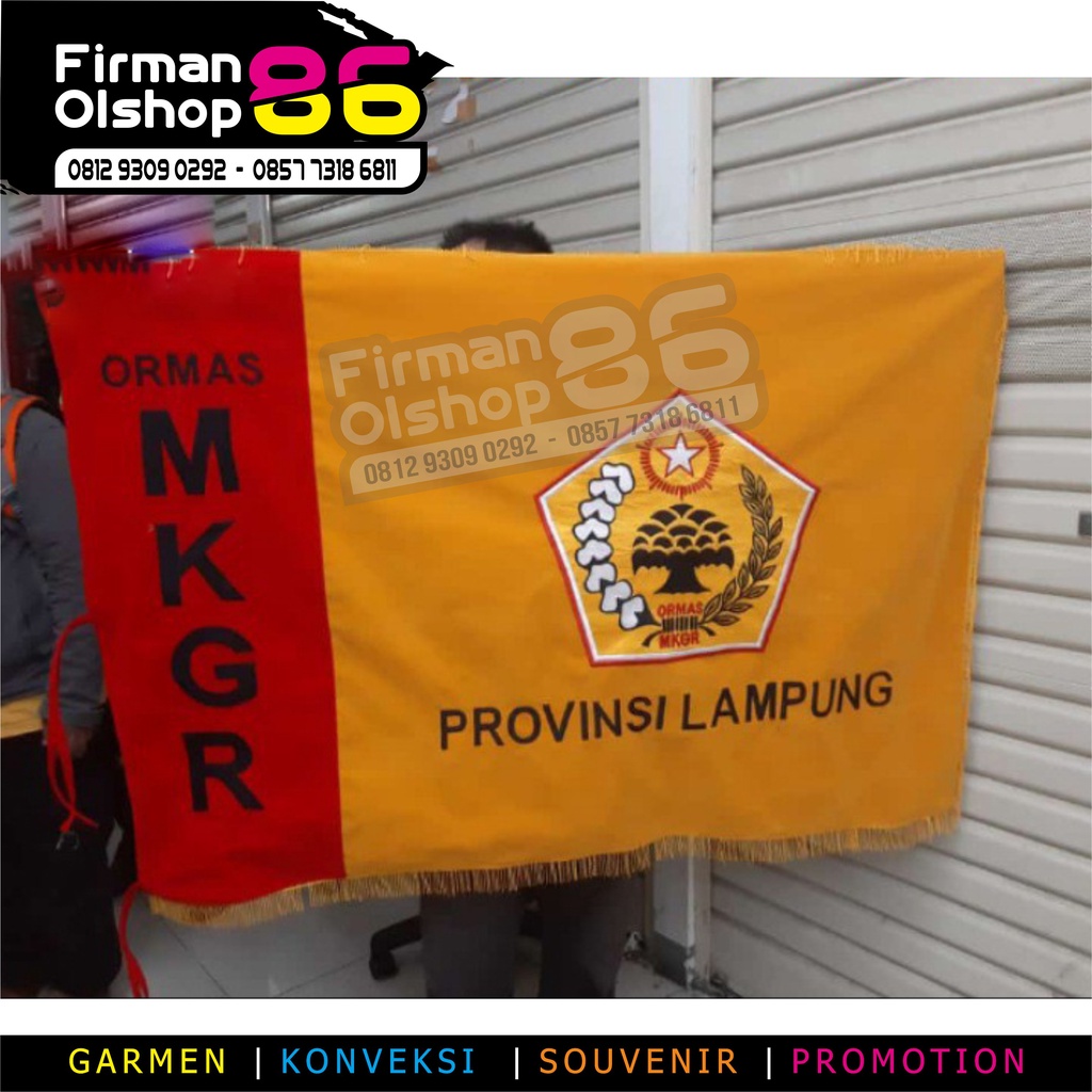 BENDERA PATAKA ORMAS MKGR BORDIR BAHAN BLUDRU UKURAN 90X135CM
