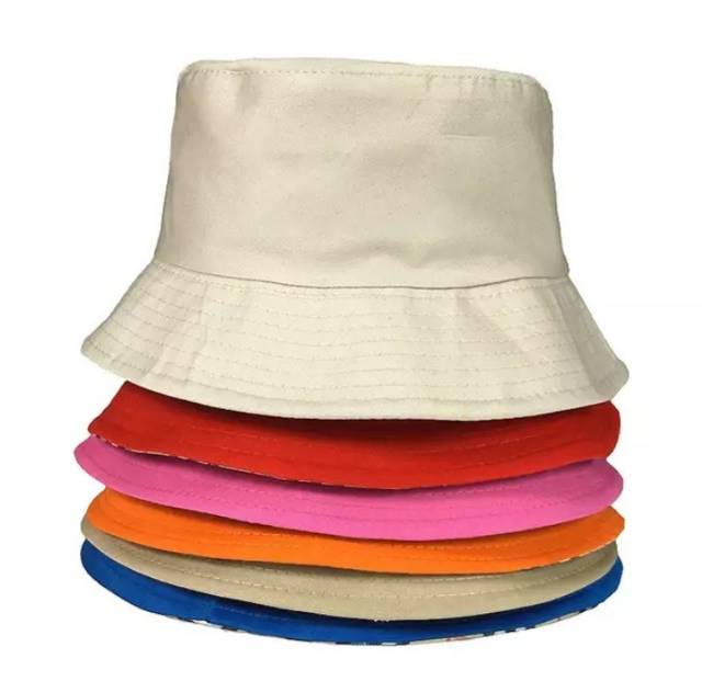 Topi Bucket Hat Polos Dewasa Bahan Drill