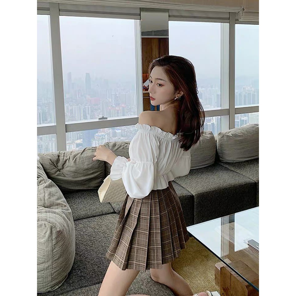 Korean Sabrina Blouse Atasan Sabrina Lengan Panjang 1023 (S/M/L)-4