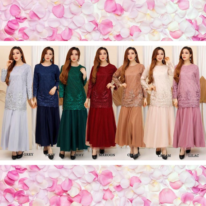gamis duyung brukat timbul dress mermaid pesta tile mutiara brokat pearly wisuda nikah bridesmaid