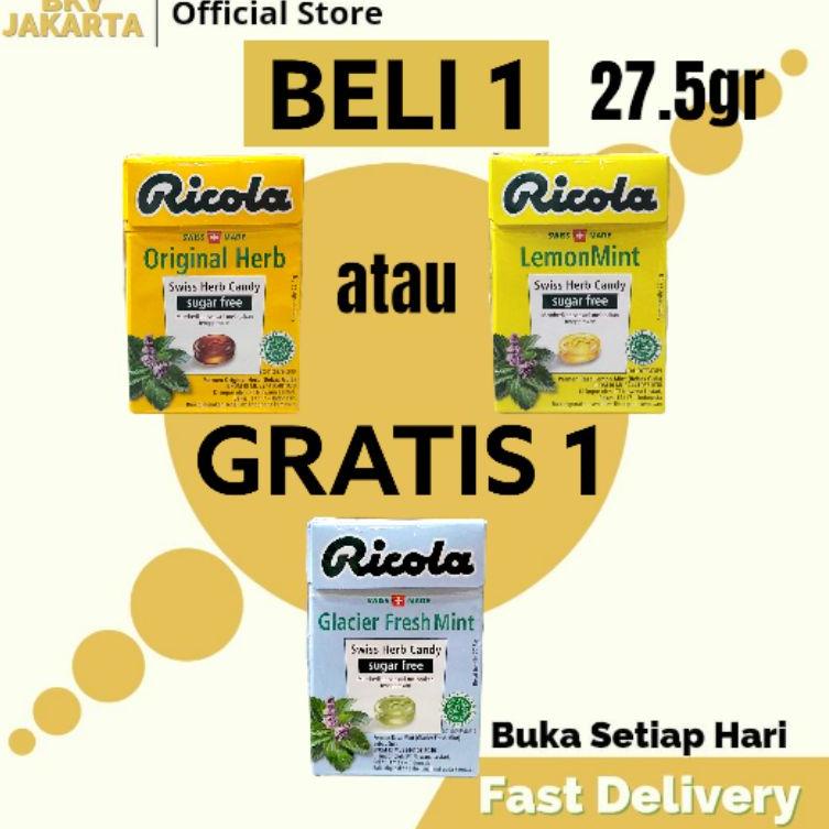 

Hot Item--BUY 1 GET 1 Ricola 27.5gr (dulu 25gr) Kemasan Ukuran Kecil Permen Promo Original Herb, Lemon Mint, Glacier Fresh Mint