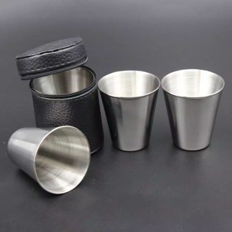 Gelas Stainless 250ml Gelas Camping traveling Gelas camping mug isi 4 - gelas stainless steel 150ml