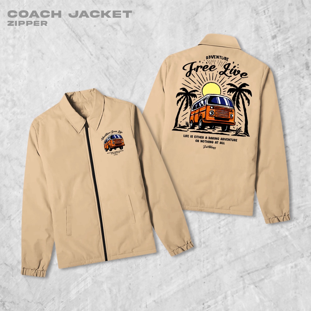 Fortglass Vanture Coach Zipper Jaket Polos Pria Jaket Parasut Unisex