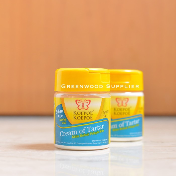 

Cream of Tartar / Krim Bubuk Pelapis Kue - 43G (KOEPOE BRAND)
