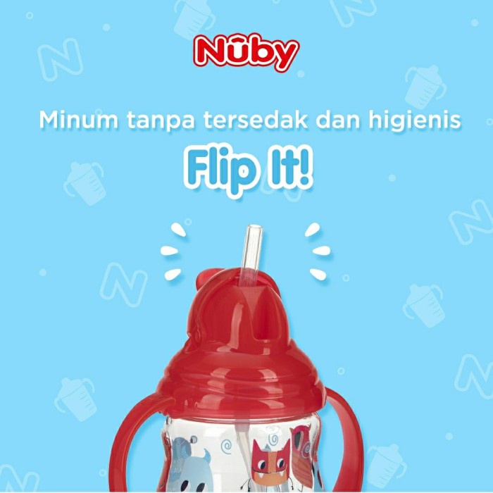 NUBY Tritan Flip It Baby Straw Training Cup Botol Minum Sedotan Bayi