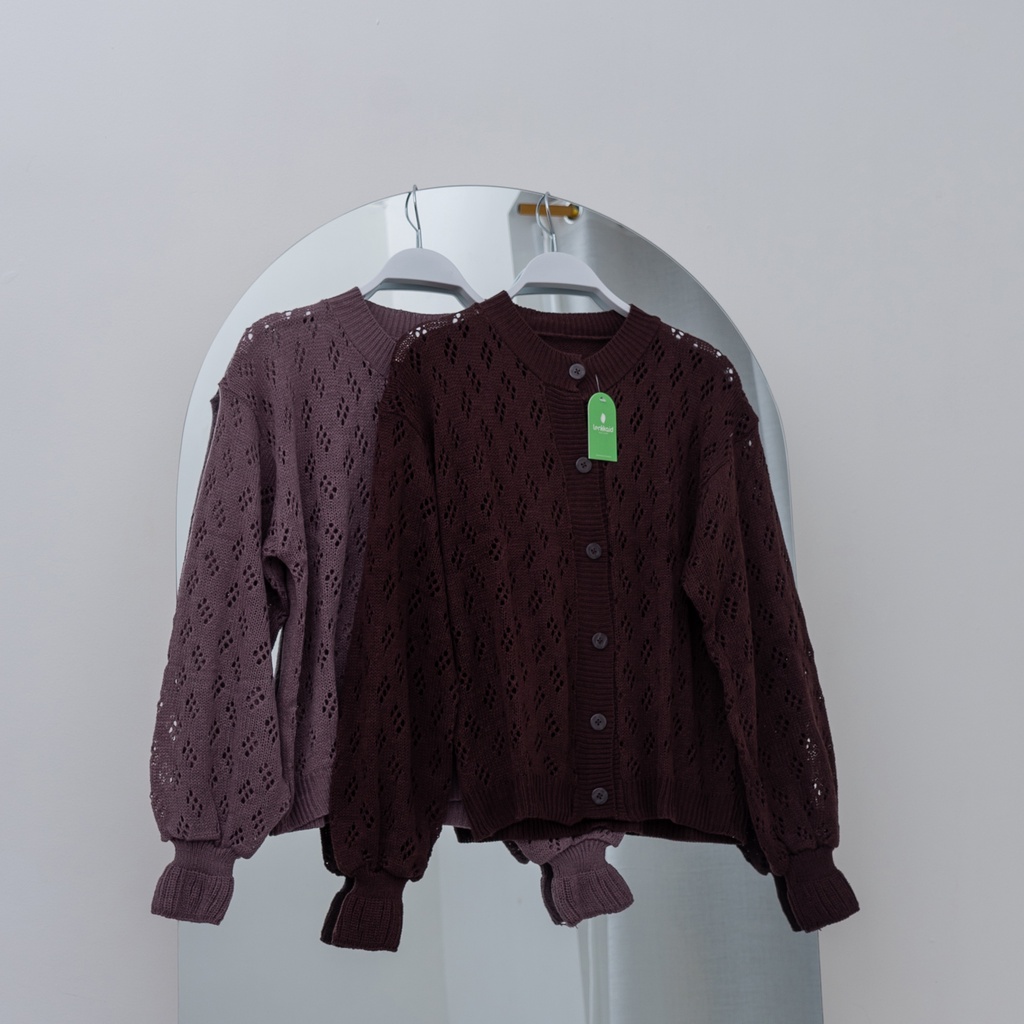Sabrina Cardi Rajut Kancing Wanita Outer Wanita Lengan Balon