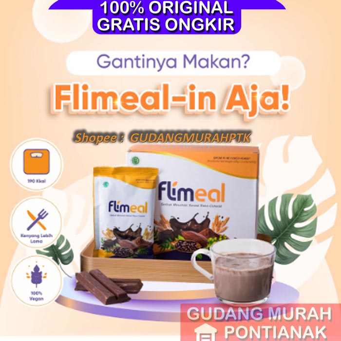 Flimeal (Meal Replacement) - 1 Box (isi 12 sachet) - Coklat Vegan Detox kesehatan