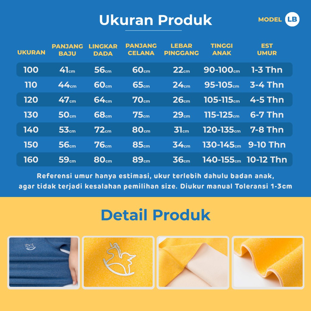 LAPAGO - Piyama Setelan Anak Laki Perempuan Import Baju Tidur Stretch Usia 1-12 Tahun Type LB