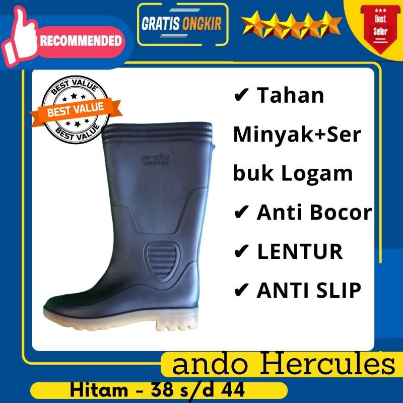 SEPATU BOOTS KARET PRIA HERCULES ANDO ANTI SLIP