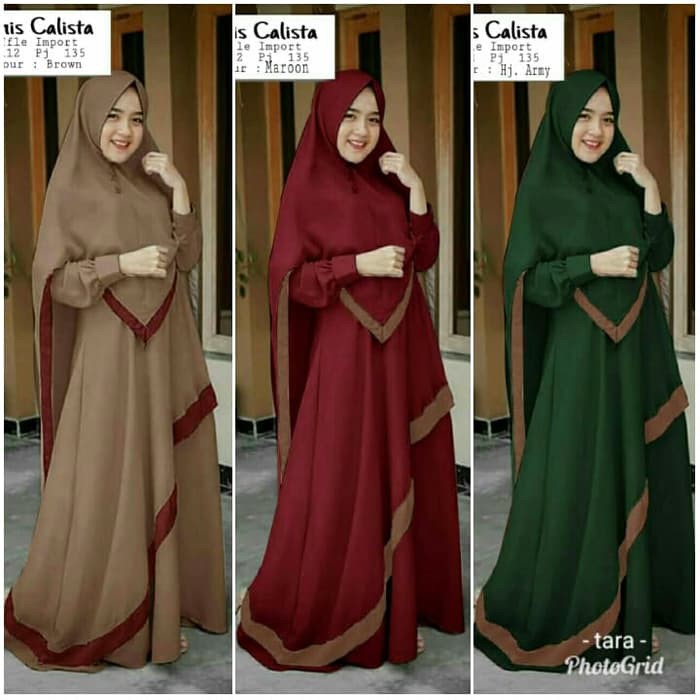 Syari Calista Wafel + Bergo/Khimar/Jilbab XL Set Gamis