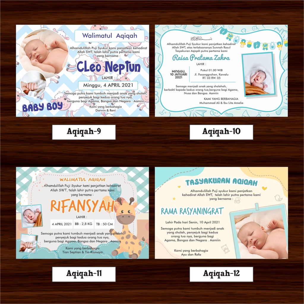 KARTU AQIQAH / STIKER AQIQAH / KARTU UCAPAN TASYAKURAN AQIQAH