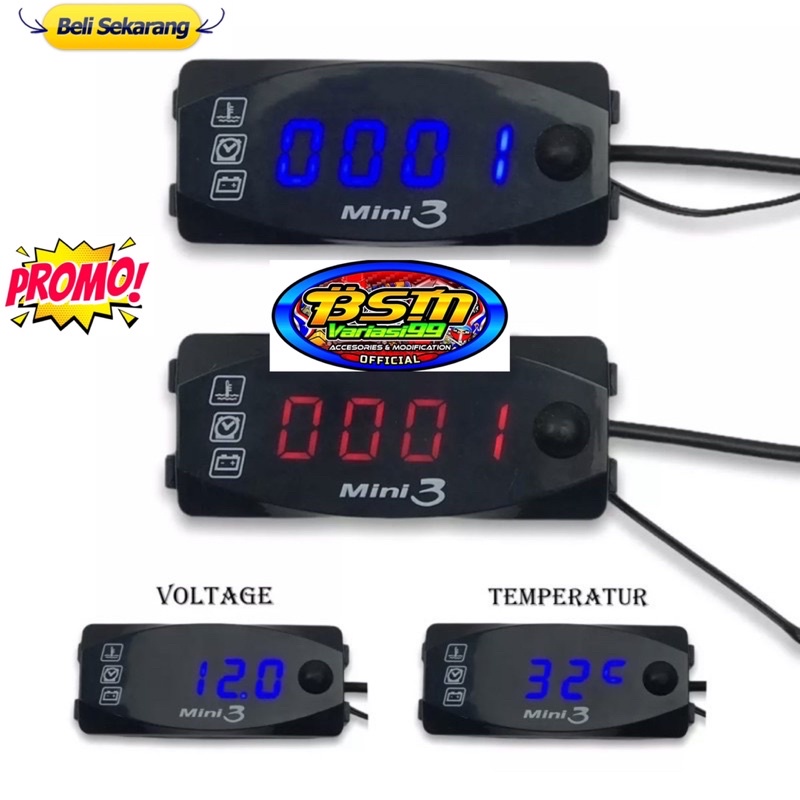 Voltmeter Aki Jam Digital Temperatur Suhu 3 In 1 modish klx ninja beat mio xeon vario dll