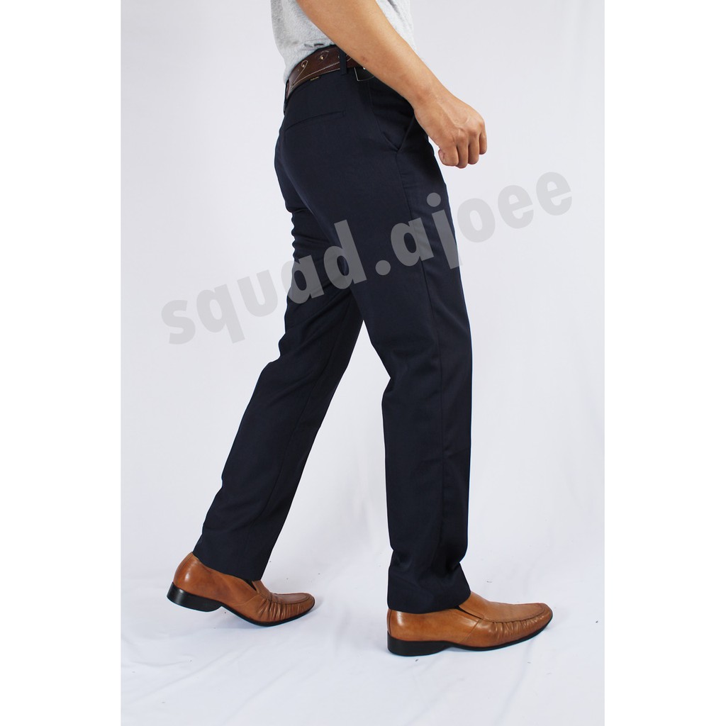 celana bahan kantor formal burlois warna navy