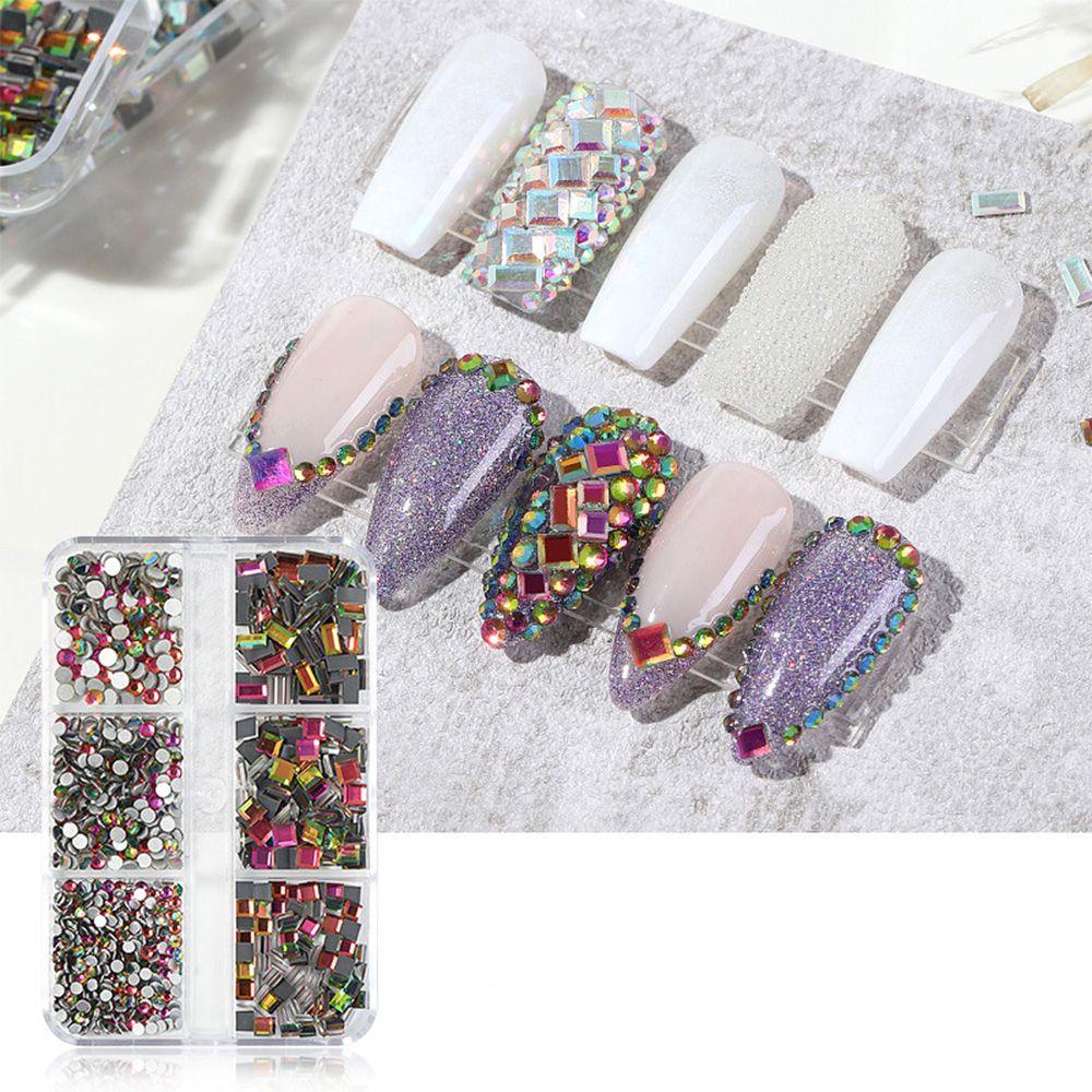 Mxbeauty Paku Charms Glitter DIY Manicure Aksesoris Multi Bentuk Mix Ukuran Kristal 3D Dekorasi Kuku