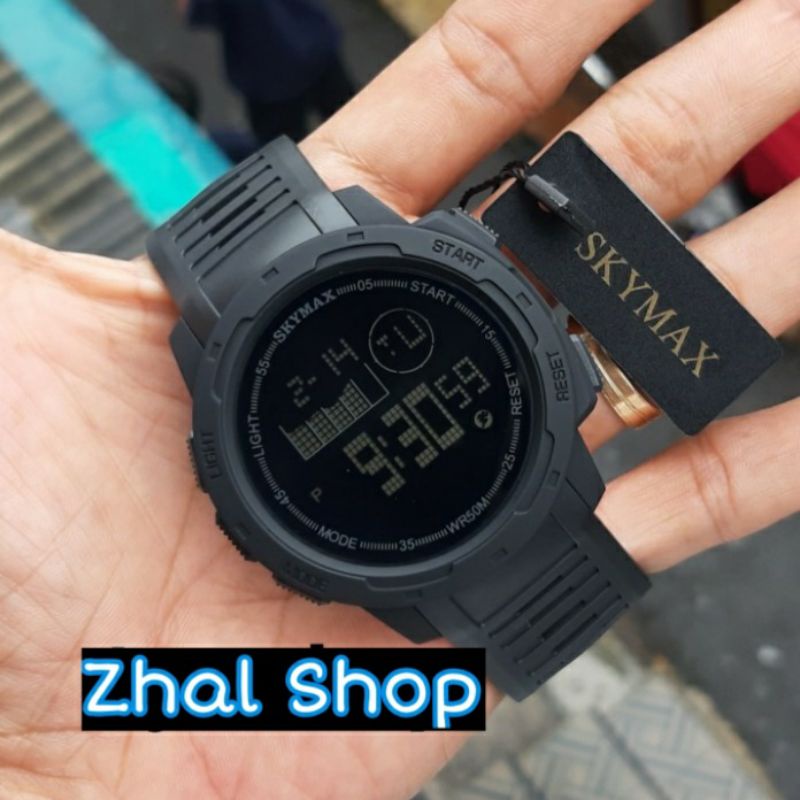 JAM TANGAN ORIGINAL SPORT ANTI AIR 100% SKYMAX 2021 FULLBLACK 2021G BLACK DIGITAL