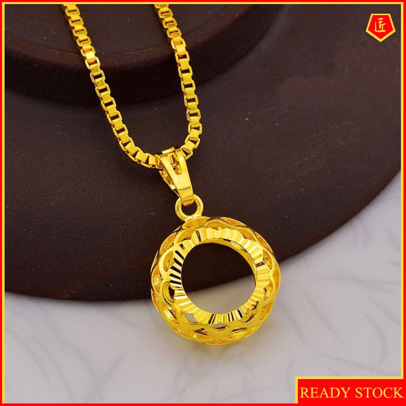 [Ready Stock]Delicate Hollow Ring Gold Pendant Necklace Fashion Temperament