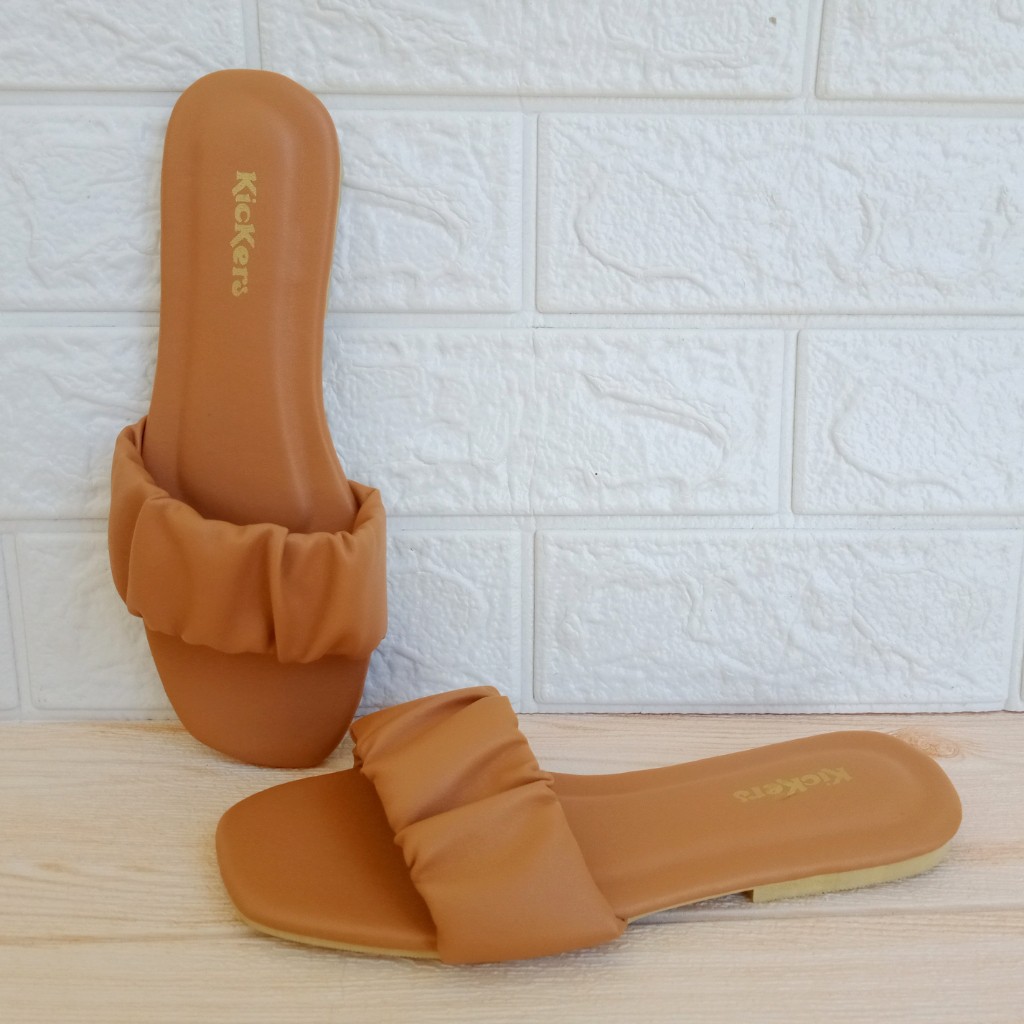 Kickers BDR T01 Sandal Wanita Flat Teplek Kerut Size 37-40