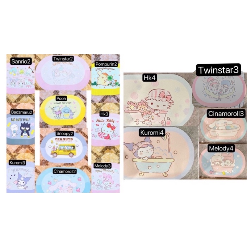 Alas kaki keset diatomite lentur gulung soft karakter sanrio hello kitty melody snoopy KS03 bathroom floormat