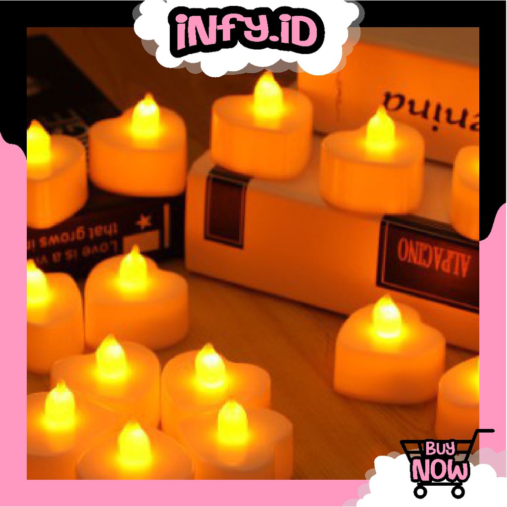 INFY- Lilin Mini LED Bentuk Love / Electrik Candle Light / Lampu Dekorasi / Lampu Hias Portable E008