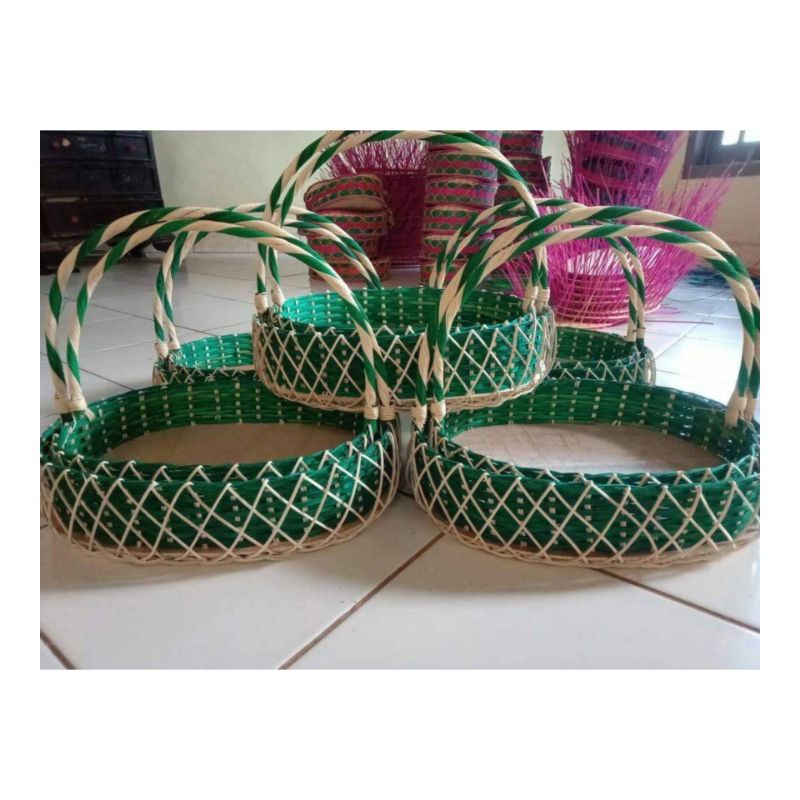 KERANJANG PARCEL ROTAN 1 SET ISI 2 MODEL NANAS/KERANJANG BUAH/KERANJANG HANTARAN/KERANJANG SESERAHAN