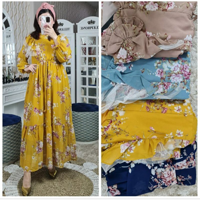 #853 Gamis Cantik Ceruty By. MEIJIWANG | Baju Muslim |Gamis Murah |Gamis Import Murah |Import Murah