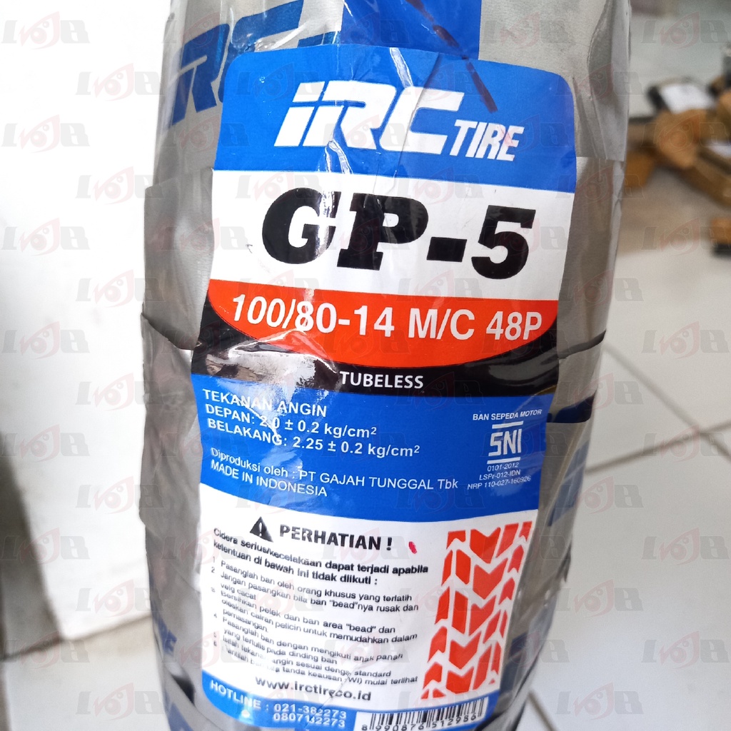 Ban IRC 80/90/100-14 GP-5 Ban Luar Matic Universal Tubeless Dual Purpose Motor Yamaha Honda Suzuki