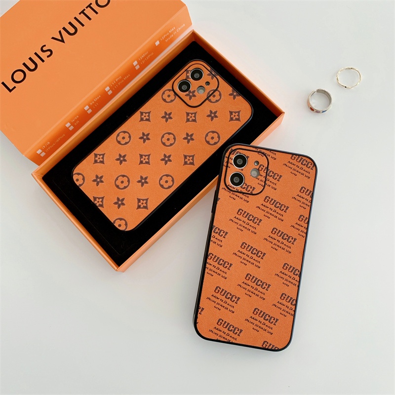 Deerskin orange tide brand logo case iphone 12 pro max 12mini 11pro max Xs max XR 7/8/se2020 7plus/8plus all-inclusive anti-fall protective cover casing iphone