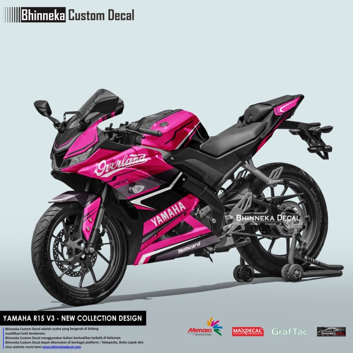 Decal Stiker YAMAHA R15 V3 OVERLAND PINK