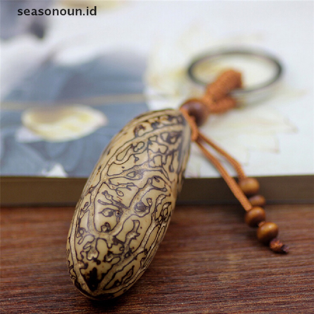 【seasonoun】 1 Pcs Bodhi Fruit Keychain Pendant Plastic Beads Keyring Buddhism Decor 6cm ID