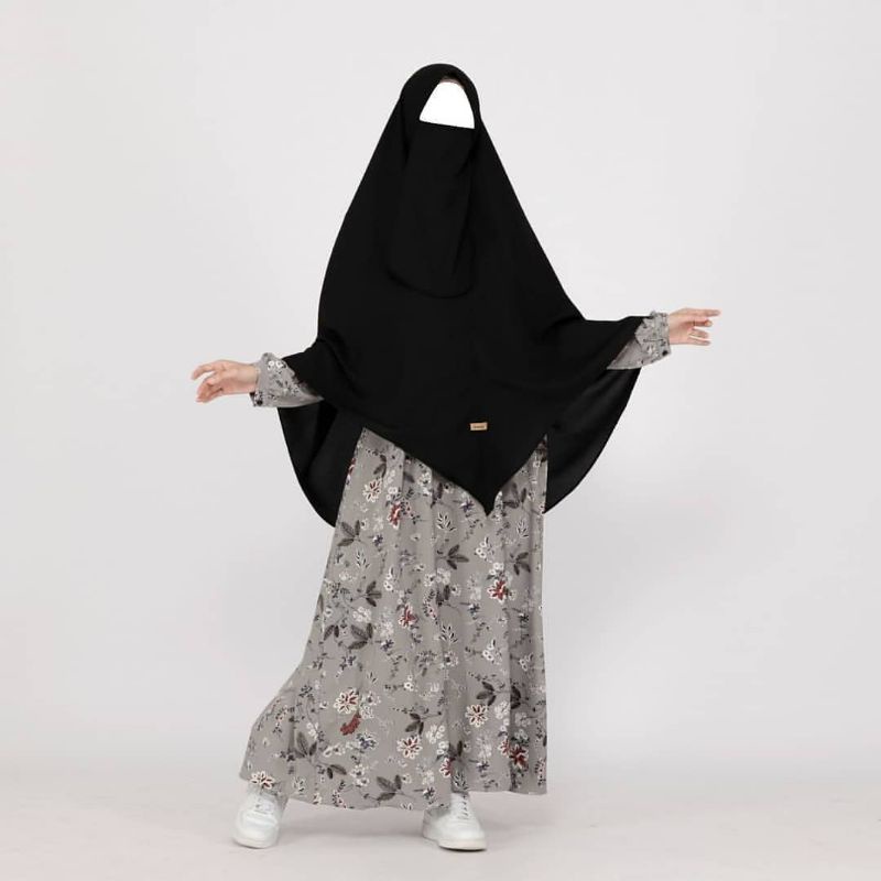 GAMIS SET HIJAB / KHIMAR / FLORAL / BUNGA BY ZANUBA