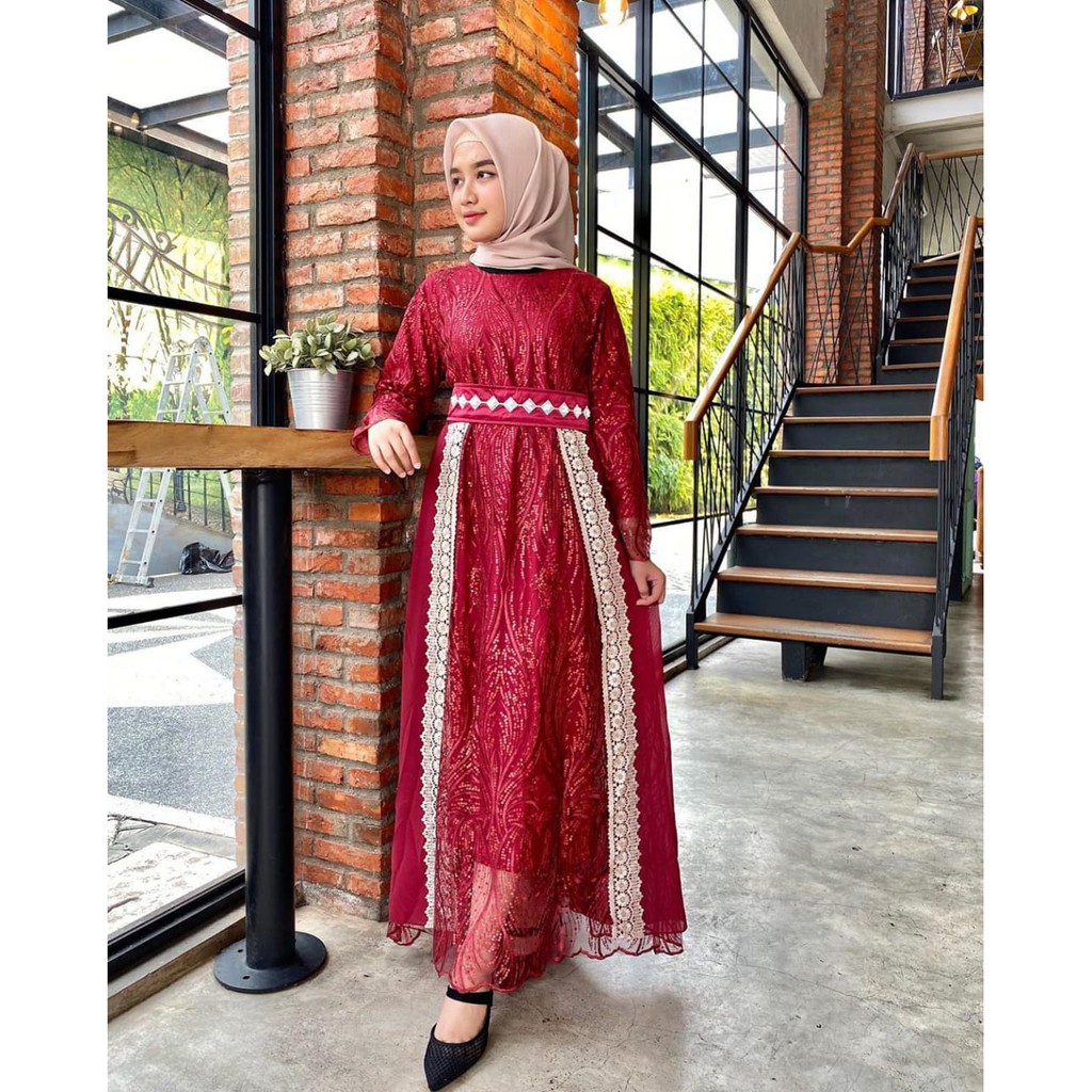 PB&gt; GAMIS KASTURI /  GAMIS TULLE IMPORT PREMIUM / BAJU KEBAYA GAMIS PESTA / OUTFIT KEBAYA MODERN