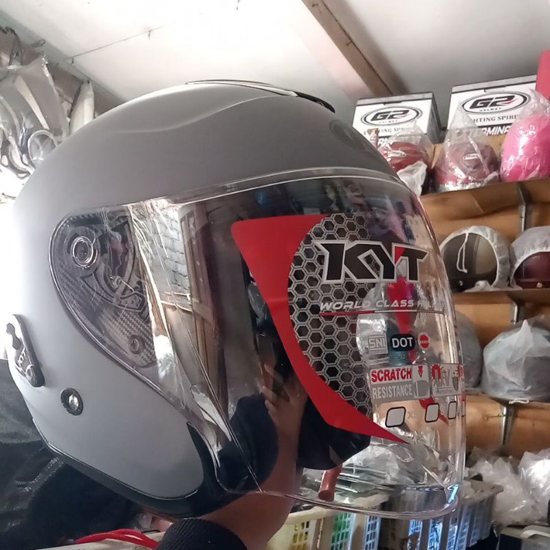 Jual Helm Half Face KYT Kyoto R Solid Matt Gorilla Grey Doff Abu abu