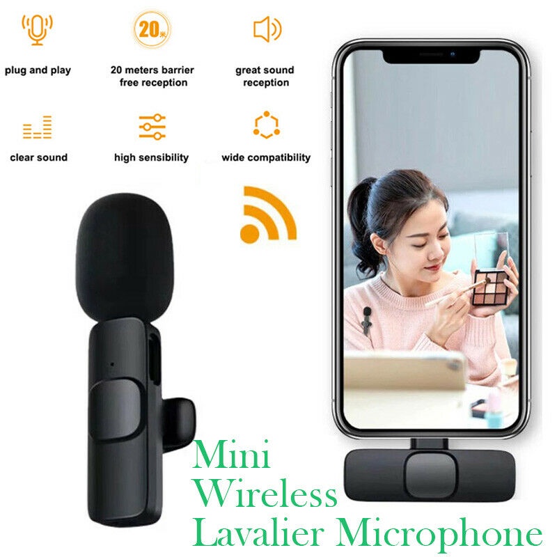 Mic Wireless HP Vlog Youtuber Portable Microphone Mic Clip On Wireless USB PC Laptop Zoom Webinar Podcast Teleconference Meeting