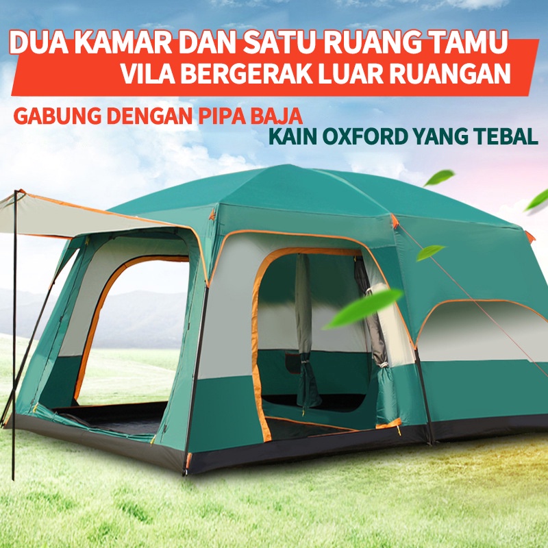 New Tenda Camping Kapasitas Luas 5-8 Orang Lipat Portable Waterproof Anti Air Outdoor Tenda Gunung