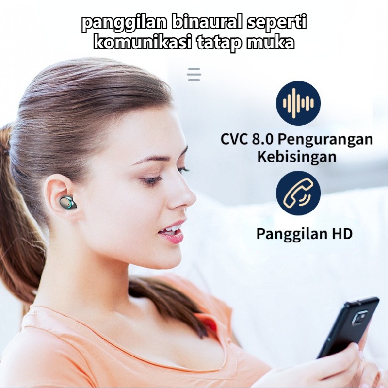 F9 Wireless Headphone Sport IPX7 Tahan Air 5.0 Bluetooth Earphone TWS 9D Stereo Sound Headset Dengan Earplug Kapasitas Tinggi Kotak Pengisian