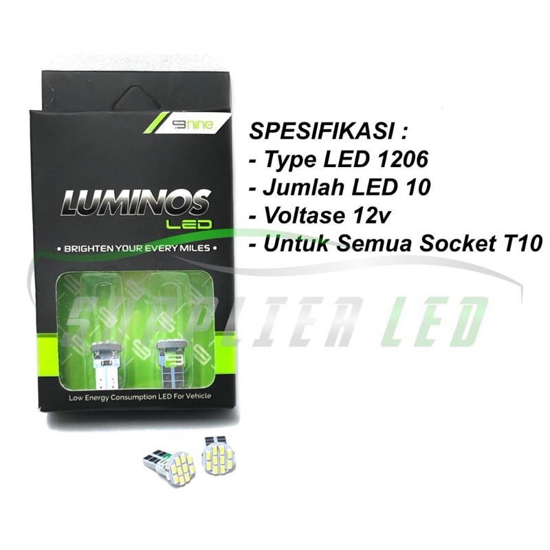 Lampu LED T10 Luminos 10 Mata Lampu Senja Sein Sen Plat Mundur Rem