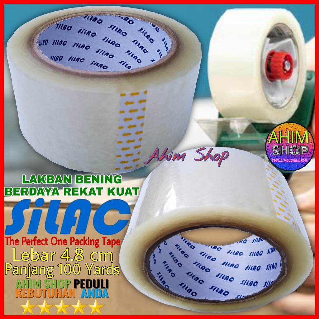

SILAC Lakban Bening 48mm 100Yards Full Packing Daya Rekat Kuat Isolasi Solatip Perekat Lem Packaging