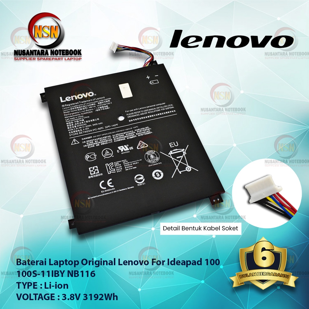 Baterai Laptop Lenovo Original ideapad 100 100S-11IBY NB116