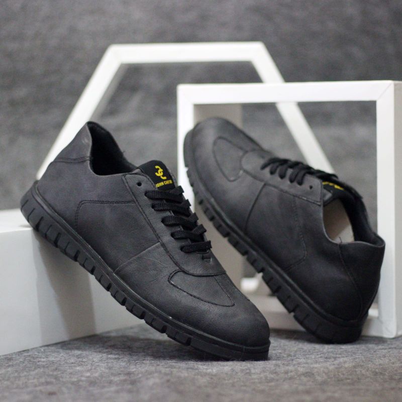 WOLF x CARTER BLACK Sepatu Kasual Sneakers Kulit Asli Model Brogue ch1 Sol Microtech Rubber